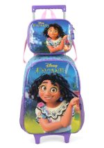 Kit Mochila Escolar Encanto Rodinhas Roxo Luxcel