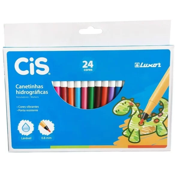 Canetinha Hidrográficas Cores Vibrantes - 24 Cores - Cis