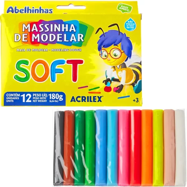 Massinha de Modelar - 12 Cores - Acrilex