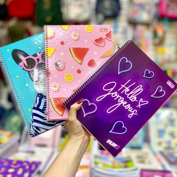Caderno Espiral Flip+ Feminino 96 Folhas - Tilibra - (Verificar modelos disponíveis)