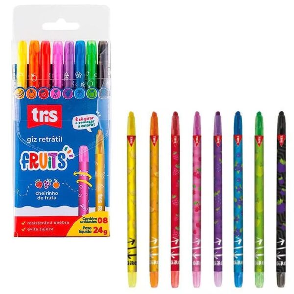 Giz de Cera Retrátil Fruits - 8 Cores - Tris