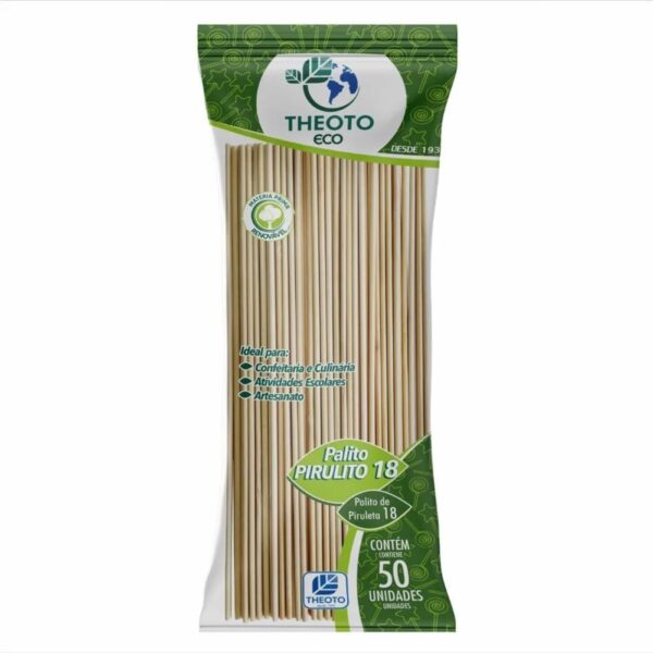 Kit 50 Palitos de Madeira - 18cm (180mm) - Theoto