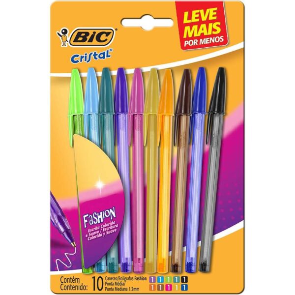 Kit Caneta BIC Cristal Fashion 10 Cores Vibrantes - BIC